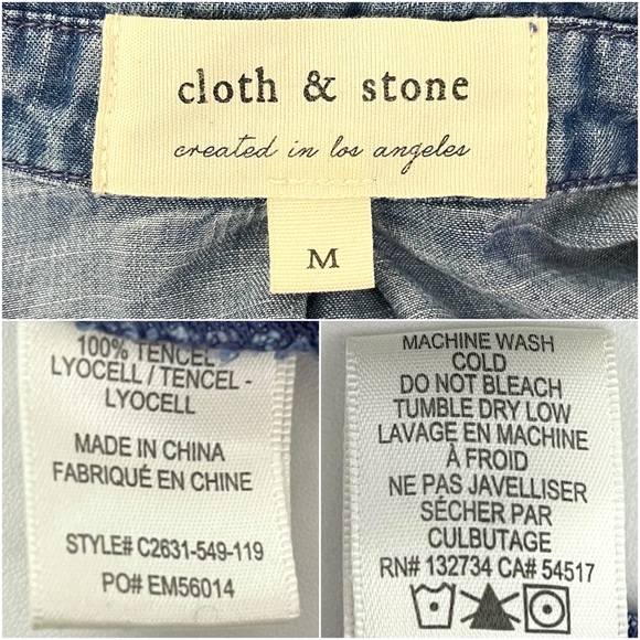 Cloth & Stone- Chambray Split Back Button Down Shirt Size Medium. - Picture 10 of 10